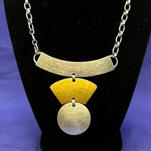 Marjorie Baer SF Planished Gold/Silver-Tone Modernist Necklace